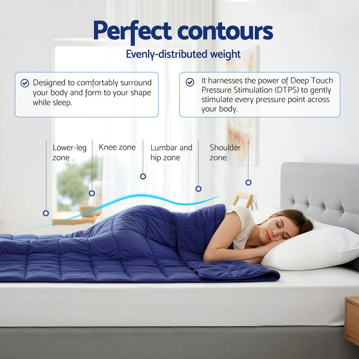 Weighted Blanket 11Kg Kids Adults Heavy Gravity Relax Calm Blue