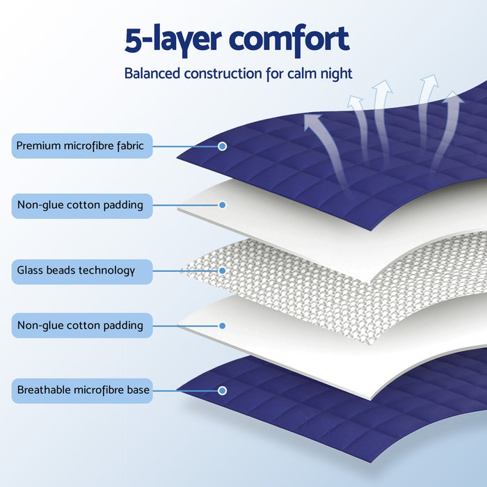 Weighted Blanket 6.8Kg Kids Adults Heavy Gravity Relax Calm Blue