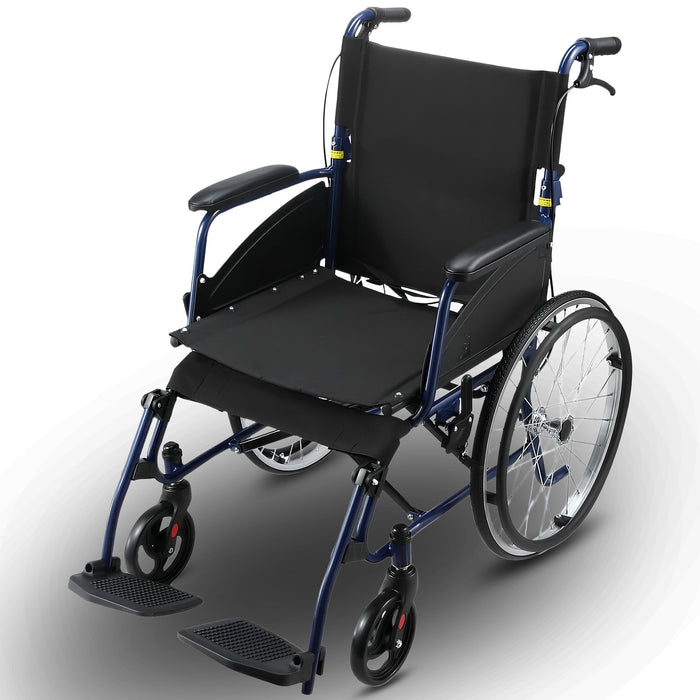 20In Self Propelled Foldable Steel Wheelchair Lightweight & Portable