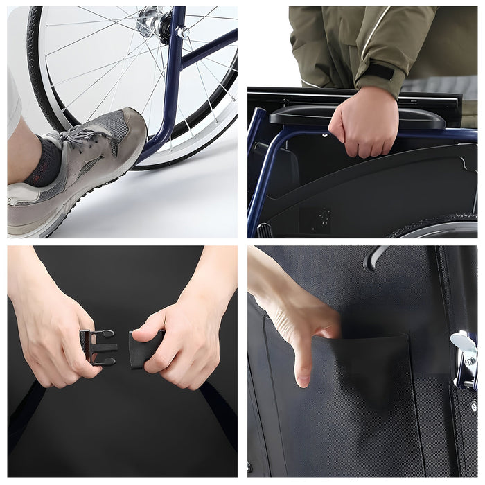 20In Self Propelled Foldable Steel Wheelchair Lightweight & Portable