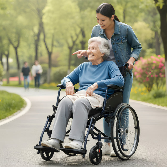 20In Self Propelled Foldable Steel Wheelchair Lightweight & Portable