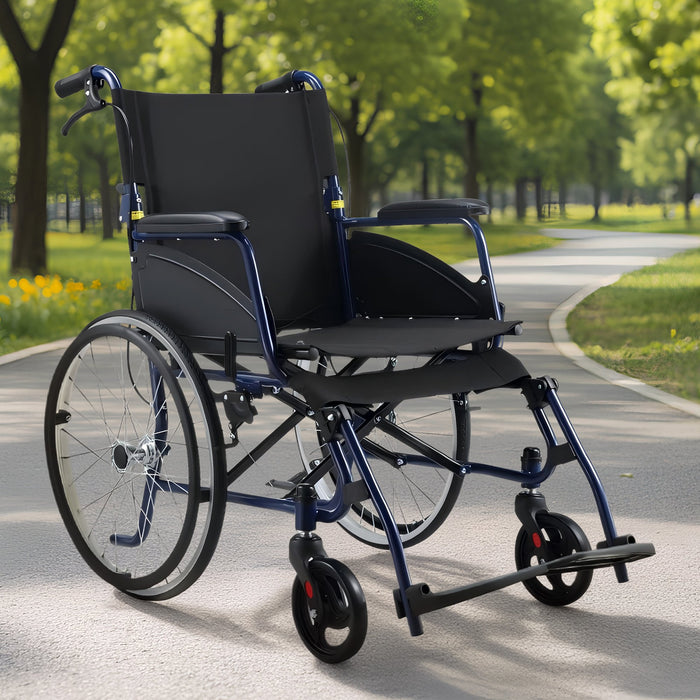 20In Self Propelled Foldable Steel Wheelchair Lightweight & Portable