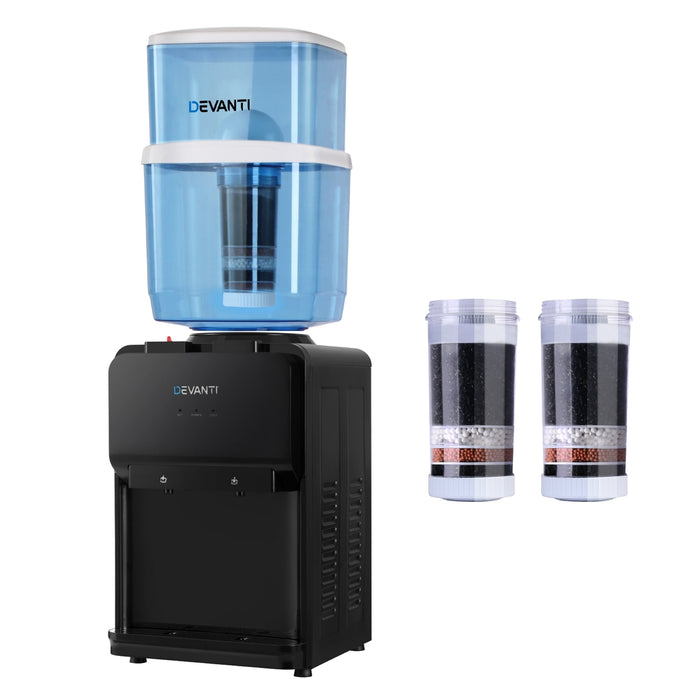 Water Cooler Dispenser 22L Bench Top Chiller Purifier Filter Hot Cold Black