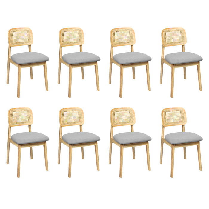 Dining Chair Wood Rattan Armless Natural X8