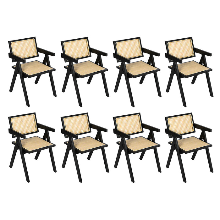 8X Black Wicker Armchair Dining Chair