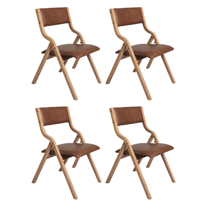 4X Dining Chairs Foldable Pu Tan