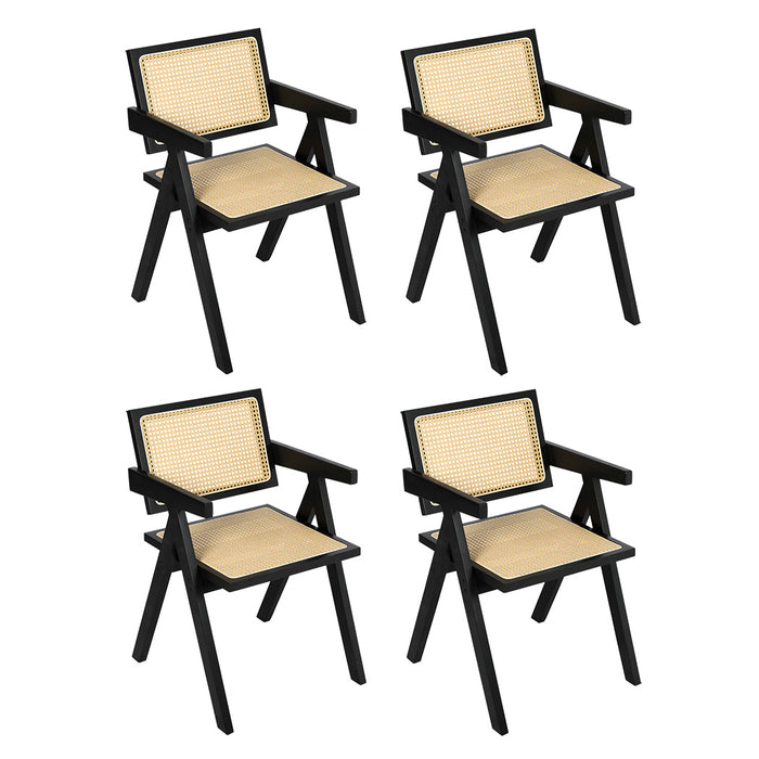 4X Black Wicker Armchair Dining Chair