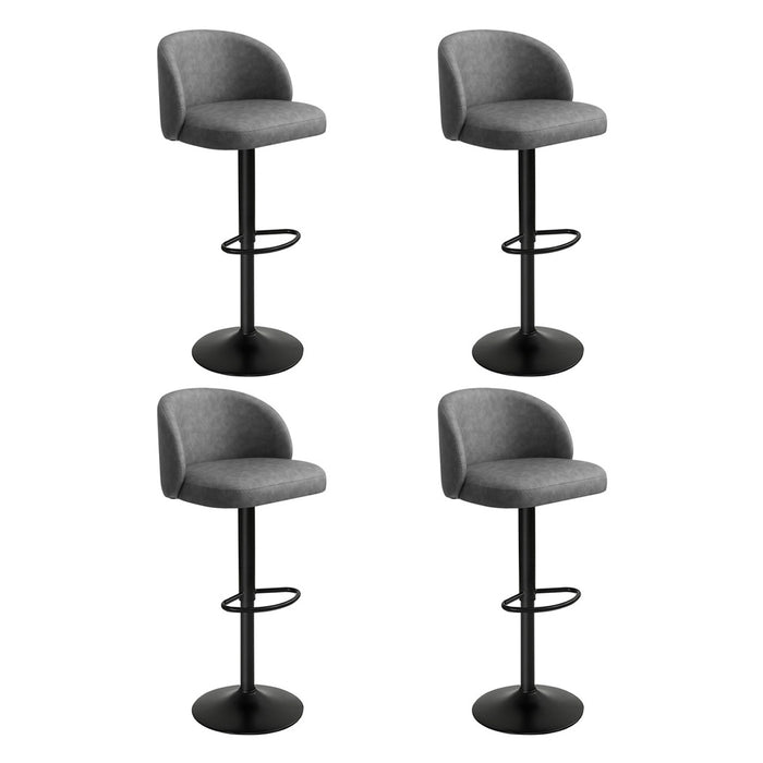 4X Bar Stool Swivel Gas Lift Pu Leather Grey