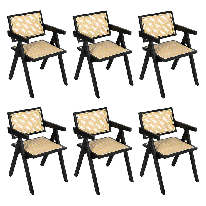 6X Black Wicker Armchair Dining Chair