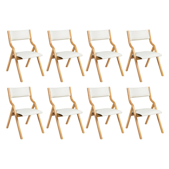 8X Dining Chairs Foldable Pu Beige
