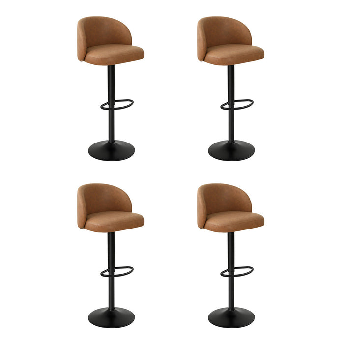 4X Bar Stool Swivel Gas Lift Pu Leather Brown