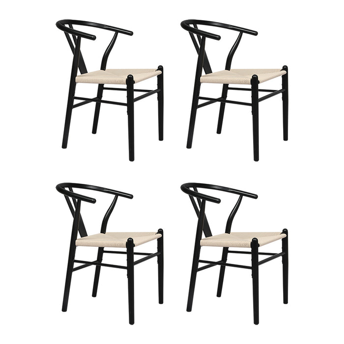 4X Dining Chairs Wooden Hans Black