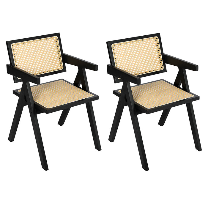 2X Black Wicker Armchair Dining Chair