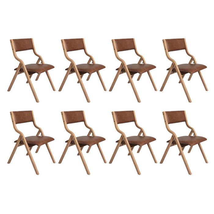 8X Dining Chairs Foldable Pu Tan