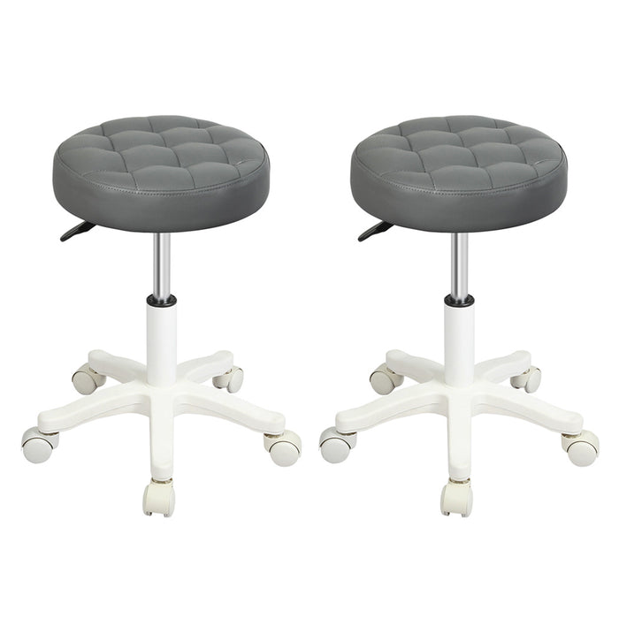 2X Rolling Bar Stool Swivel Salon Spa Chair Grey