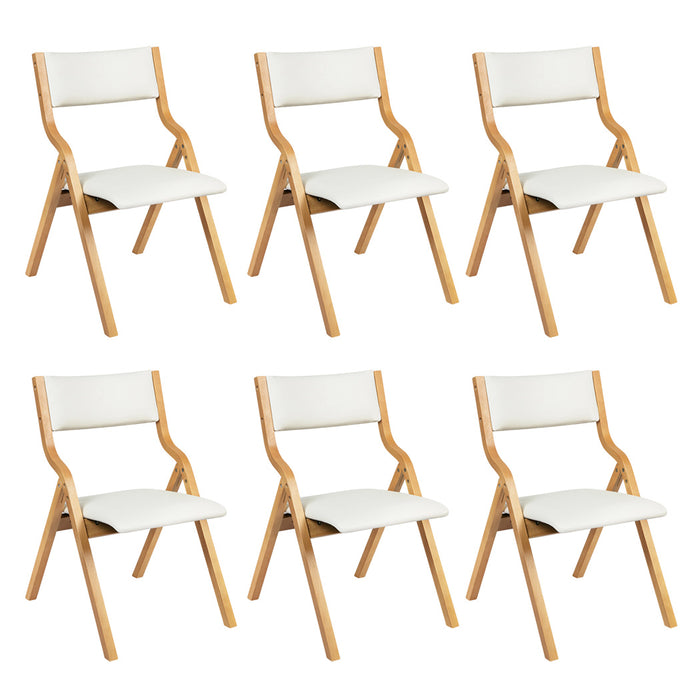 6X Dining Chairs Foldable Pu Beige