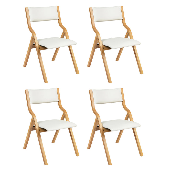 4X Dining Chairs Foldable Pu Beige