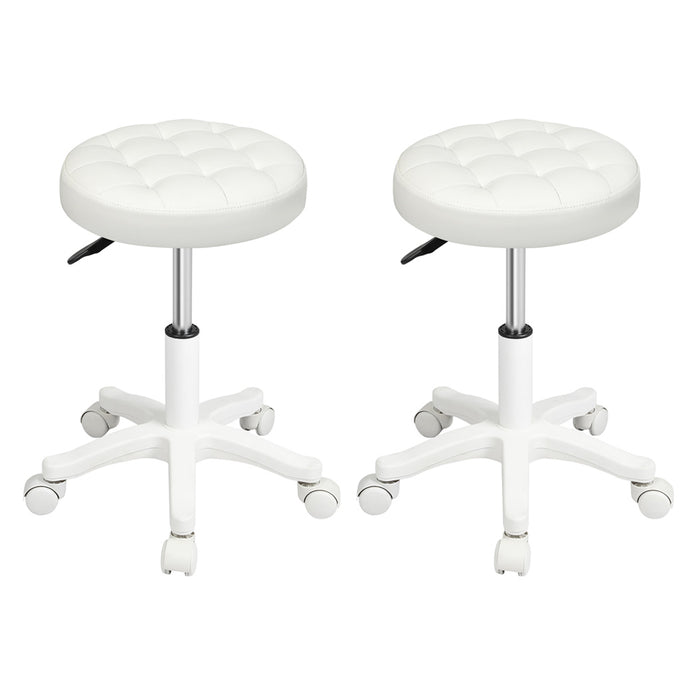 Goslash Picks 2X Rolling Bar Stool Swivel Salon Spa Chair Beige
