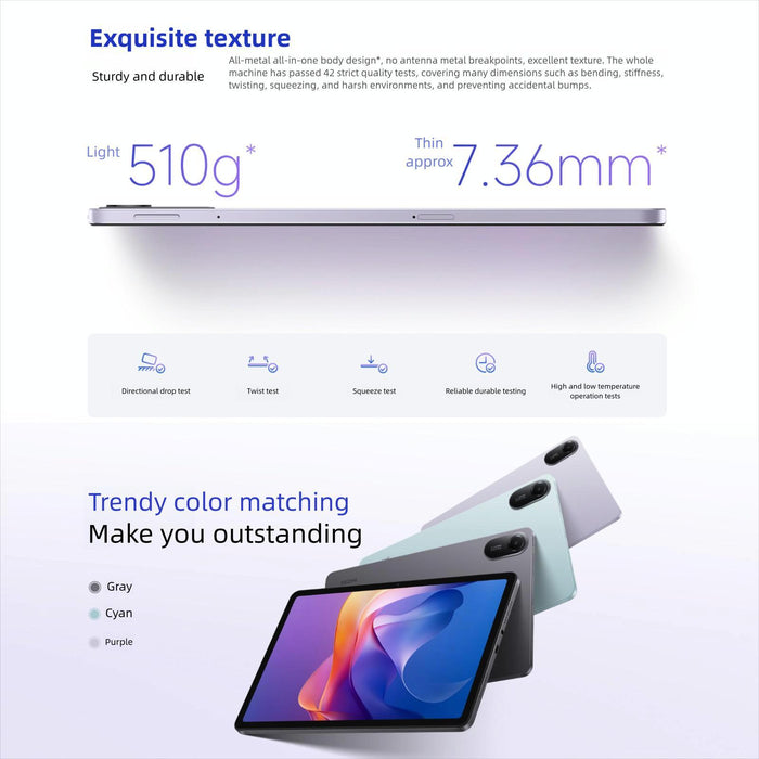 Redmi Pad 2 11 Inch Tablet Pc Soft Light Edition 8Gb+128Gb Hyperos 2 Mediatek G100-Ultra Octa Core Cpu Grey