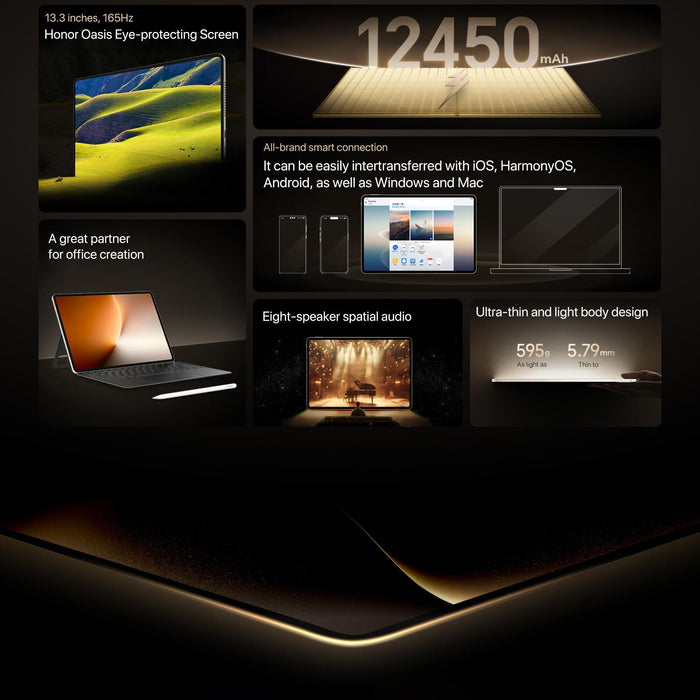 Honor Magicpad3 Pro 13.3 Inch Wifi Tablet Pc 12Gb+512Gb Magicos 10.0 Qualcomm Snapdragon 8 Elite Gen5 Octa Core White