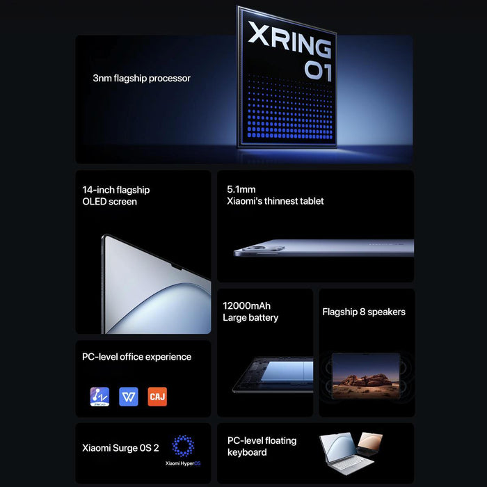 Xiaomi Pad 7 Ultra 14 Inch Soft Light Screen 12Gb+512Gb Hyperos 2 Xring O1 3Nm Deca Core Cpu