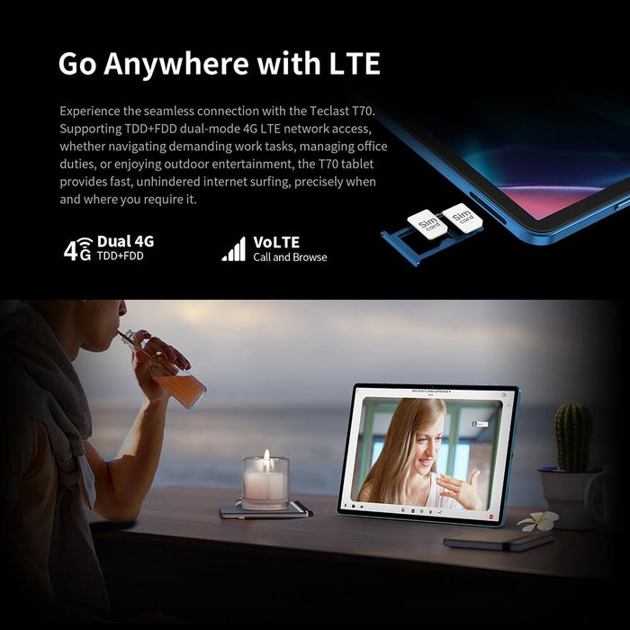 Teclast T70 4G Lte Tablet Pc 8Gb+256Gb 14 Inch Android 14 Mediatek Helio G99 Octa Core Support Dual Sim
