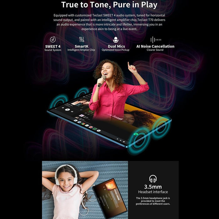 Teclast T70 4G Lte Tablet Pc 8Gb+256Gb 14 Inch Android 14 Mediatek Helio G99 Octa Core Support Dual Sim