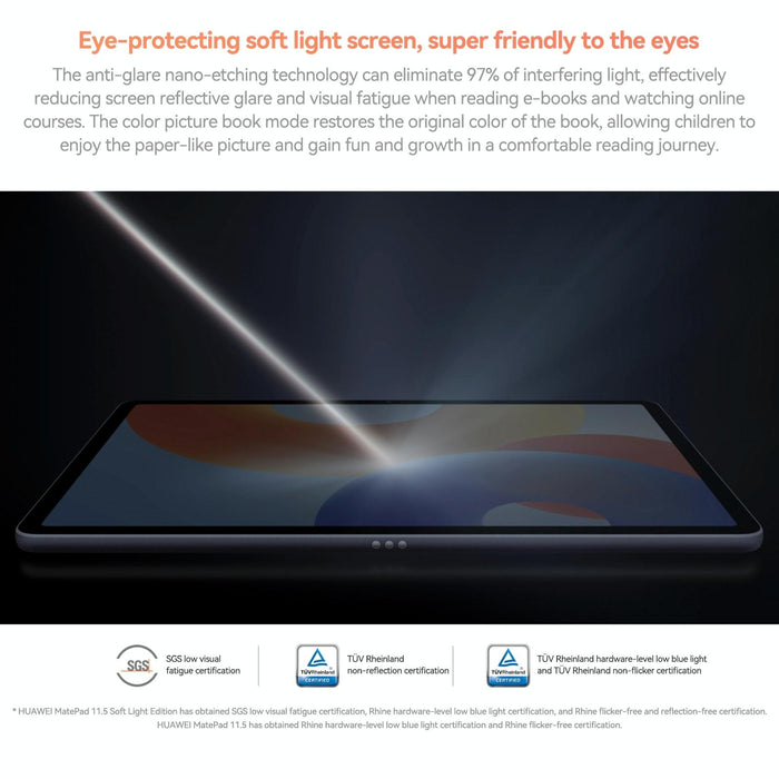 Huawei Matepad 11.5 2024 Wifi Soft Light Screen 8Gb+256Gb 120Hz Harmonyos 4.2 Histen 9.0 Hisilicon Kirin 8000 Grey