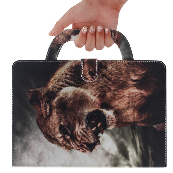 For Huawei Mediapad T5 With Holder & Card Slot & Wallet Lion Pattern Horizontal Flip Leather Case
