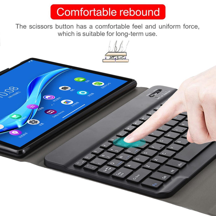 2 In 1 Removable Bluetooth Keyboard + Protective Leather Tablet Case With Holder For Lenovo M10 Fhd Plus 10.3 Inch