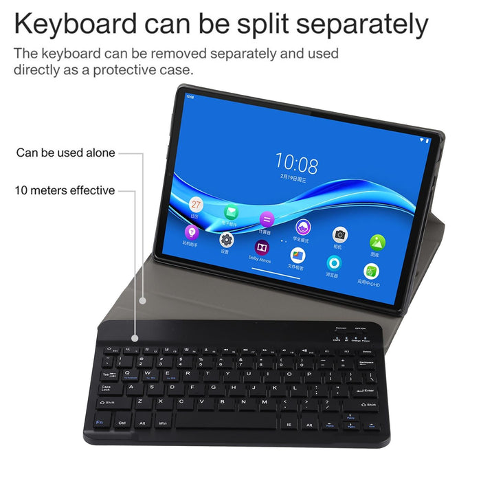 2 In 1 Removable Bluetooth Keyboard + Protective Leather Tablet Case With Holder For Lenovo M10 Fhd Plus 10.3 Inch