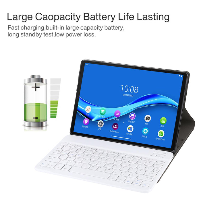 2 In 1 Removable Bluetooth Keyboard + Protective Leather Tablet Case With Holder For Lenovo M10 Fhd Plus 10.3 Inch