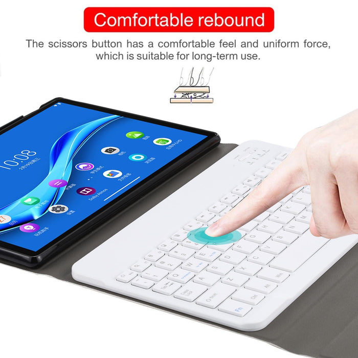 2 In 1 Removable Bluetooth Keyboard + Protective Leather Tablet Case With Holder For Lenovo M10 Fhd Plus 10.3 Inch