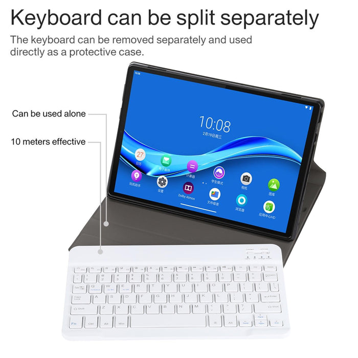 2 In 1 Removable Bluetooth Keyboard + Protective Leather Tablet Case With Holder For Lenovo M10 Fhd Plus 10.3 Inch