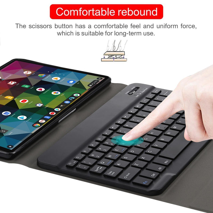 2 In 1 Removable Bluetooth Keyboard + Protective Leather Tablet Case With Holder For Lenovo M10 Fhd Rel Tb-X605Fc / Lc