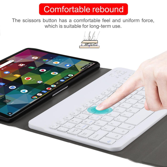 2 In 1 Removable Bluetooth Keyboard + Protective Leather Tablet Case With Holder For Lenovo M10 Fhd Rel Tb-X605Fc / Lc