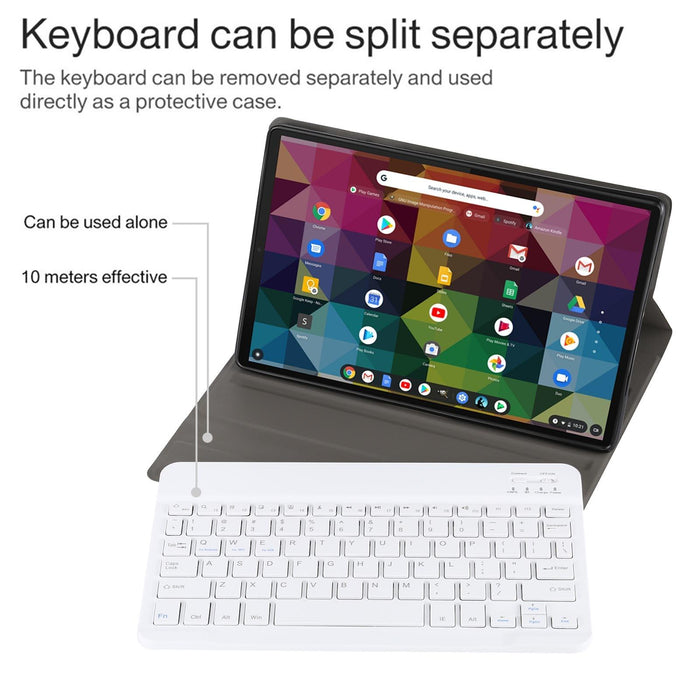 2 In 1 Removable Bluetooth Keyboard + Protective Leather Tablet Case With Holder For Lenovo M10 Fhd Rel Tb-X605Fc / Lc