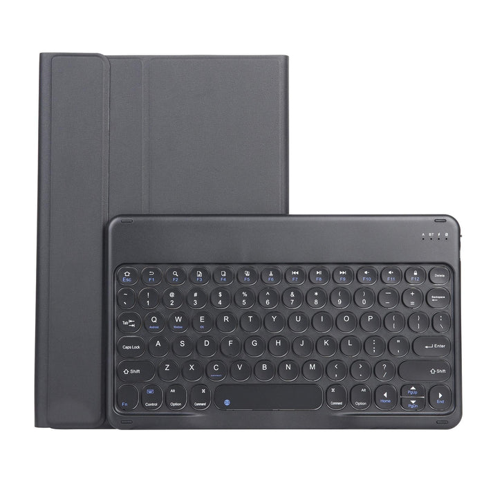 2 In 1 Detachable Round Keycap Bluetooth Keyboard + Lambskin Texture Tpu Protective Leather Tablet Case With Holder For Lenovo Qitian K10 Tb-X6C6X