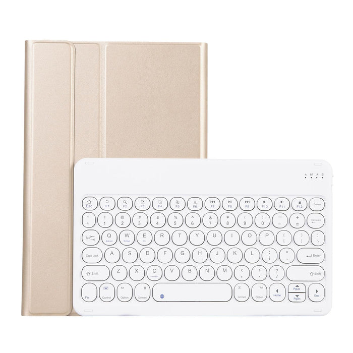 2 In 1 Detachable Round Keycap Bluetooth Keyboard + Lambskin Texture Tpu Protective Leather Tablet Case With Holder For Lenovo Qitian K10 Tb-X6C6X