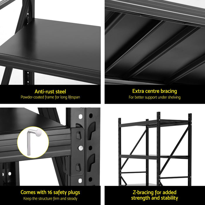 2Mx1.5M Garage Shelving Warehouse Rack Black