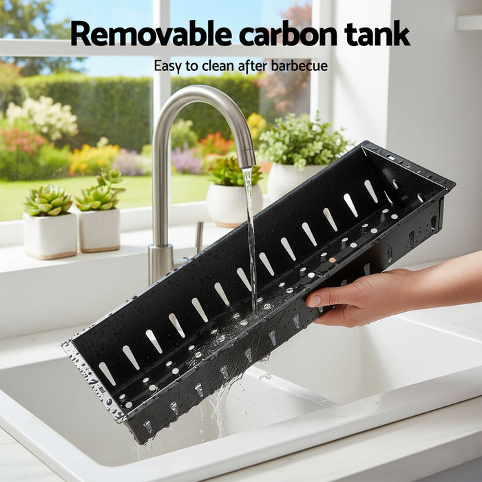 Portable Bbq Grill W/ Stainless Steel Racks & Pans For Outdoor