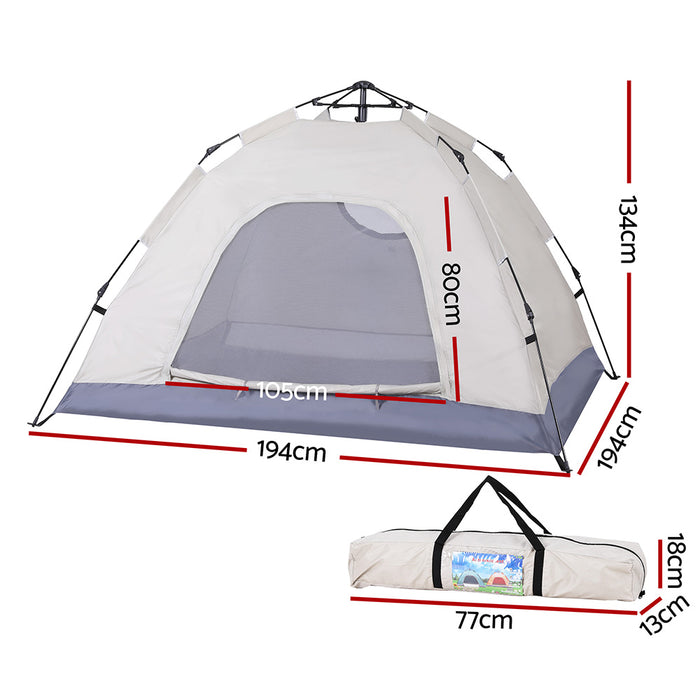 Camping Tent Instant Tent Pop Up 2 Person Outdoor Hiking Tents Hiking Beige