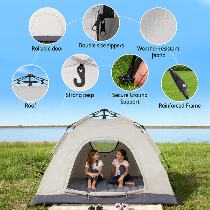 Camping Tent Instant Tent Pop Up 2 Person Outdoor Hiking Tents Hiking Beige