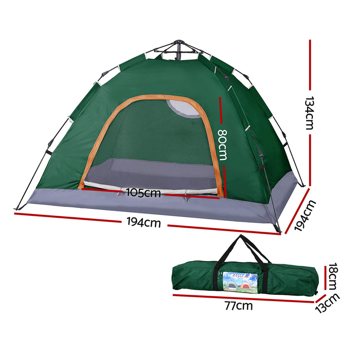 Camping Tent Instant Tent Pop Up 2 Person Outdoor Hiking Tents Hiking Green