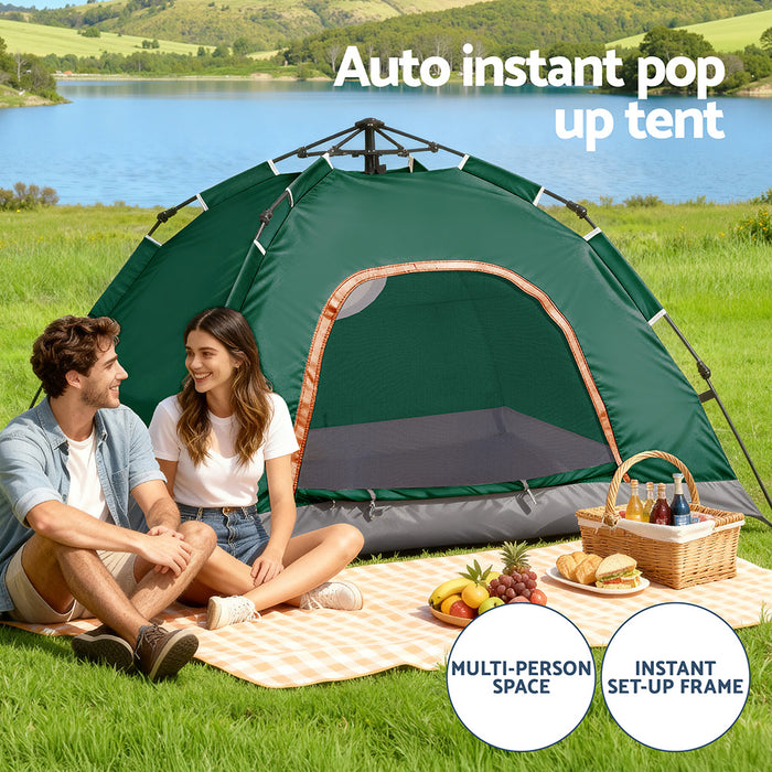 Camping Tent Instant Tent Pop Up 2 Person Outdoor Hiking Tents Hiking Green