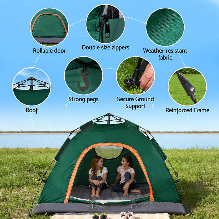 Camping Tent Instant Tent Pop Up 2 Person Outdoor Hiking Tents Hiking Green