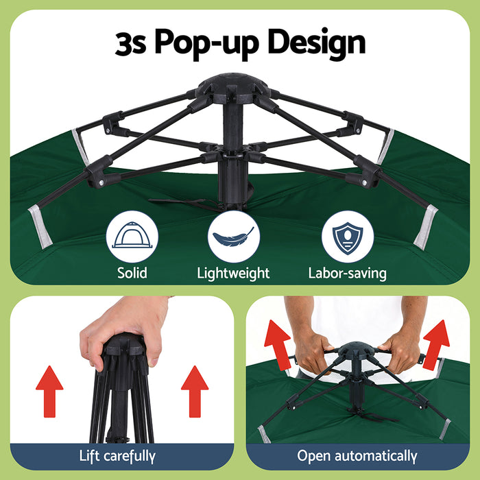 Camping Tent Instant Tent Pop Up 2 Person Outdoor Hiking Tents Hiking Green