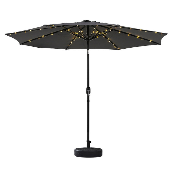 Outdoor Umbrella 2.9M Market Umbrella With String Light Tilt Charcoal Shade
