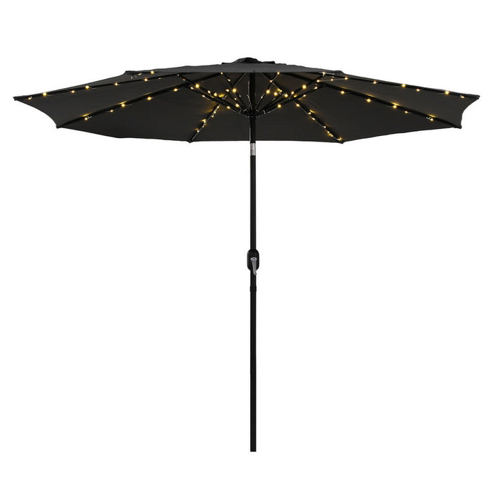 Outdoor Umbrella 2.9M Market Umbrella With String Light Tilt Black