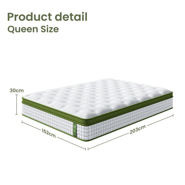 Queen Mattress 30Cm Medium Firm Hybrid Mattress For Pressure Relief Motion Isolation